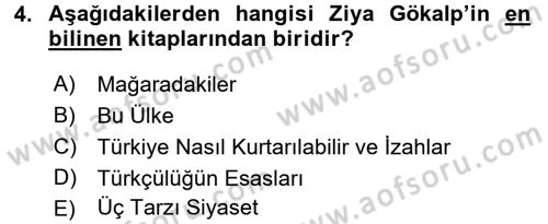 Türk Sosyologları Dersi 2015 - 2016 Yılı (Final) Dönem Sonu Sınav Soruları 4. Soru