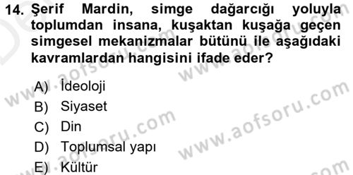Türk Sosyologları Dersi 2015 - 2016 Yılı Tek Ders Sınavı 14. Soru