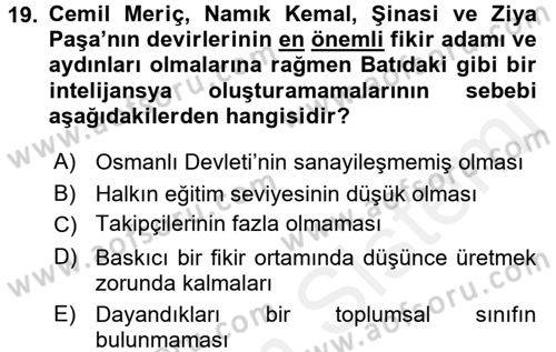 Türk Sosyologları Dersi 2015 - 2016 Yılı Tek Ders Sınav Soruları 19. Soru