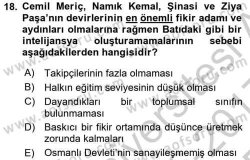 Türk Sosyologları Dersi 2016 - 2017 Yılı 3 Ders Sınav Soruları 18. Soru