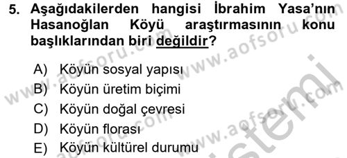 Türk Sosyologları Dersi 2016 - 2017 Yılı 3 Ders Sınav Soruları 5. Soru