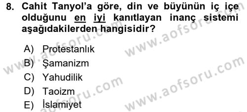 Türk Sosyologları Dersi 2016 - 2017 Yılı 3 Ders Sınav Soruları 8. Soru