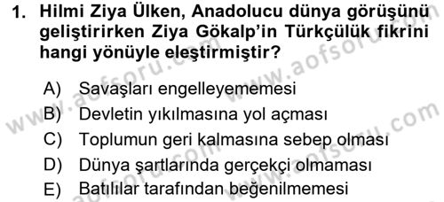 Türk Sosyologları Dersi 2017 - 2018 Yılı 3 Ders Sınav Soruları 1. Soru