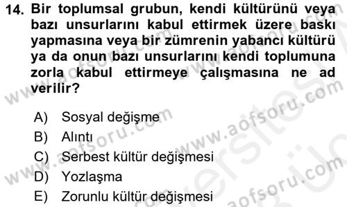 Türk Sosyologları Dersi 2017 - 2018 Yılı 3 Ders Sınav Soruları 14. Soru
