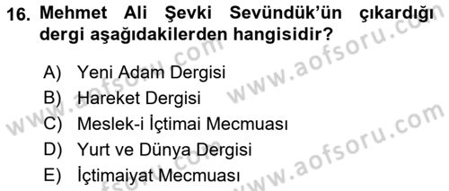 Türk Sosyologları Dersi 2017 - 2018 Yılı (Vize) Ara Sınav Soruları 16. Soru