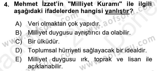 Türk Sosyologları Dersi 2017 - 2018 Yılı (Final) Dönem Sonu Sınav Soruları 4. Soru