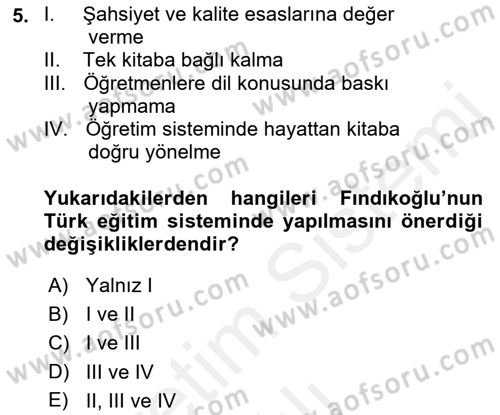 Türk Sosyologları Dersi 2018 - 2019 Yılı (Vize) Ara Sınav Soruları 5. Soru