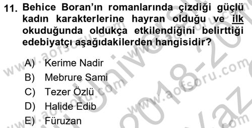 Türk Sosyologları Dersi 2018 - 2019 Yılı Yaz Okulu Sınav Soruları 11. Soru