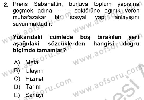 Türk Sosyologları Dersi 2018 - 2019 Yılı Yaz Okulu Sınav Soruları 2. Soru