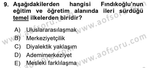 Türk Sosyologları Dersi 2018 - 2019 Yılı Yaz Okulu Sınav Soruları 9. Soru
