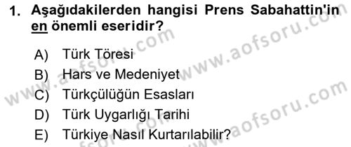 Türk Sosyologları Dersi 2021 - 2022 Yılı (Vize) Ara Sınav Soruları 1. Soru