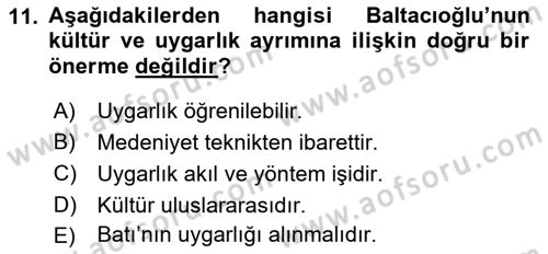 Türk Sosyologları Dersi 2021 - 2022 Yılı (Vize) Ara Sınav Soruları 11. Soru