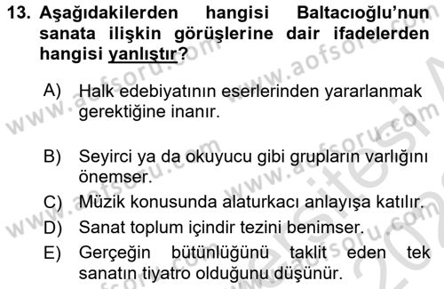 Türk Sosyologları Dersi 2021 - 2022 Yılı (Vize) Ara Sınav Soruları 13. Soru