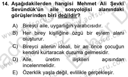 Türk Sosyologları Dersi 2021 - 2022 Yılı (Vize) Ara Sınav Soruları 14. Soru