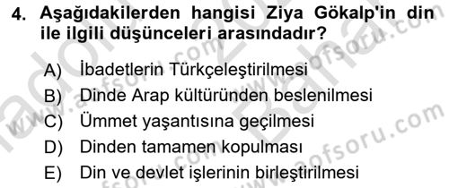 Türk Sosyologları Dersi 2021 - 2022 Yılı (Vize) Ara Sınav Soruları 4. Soru