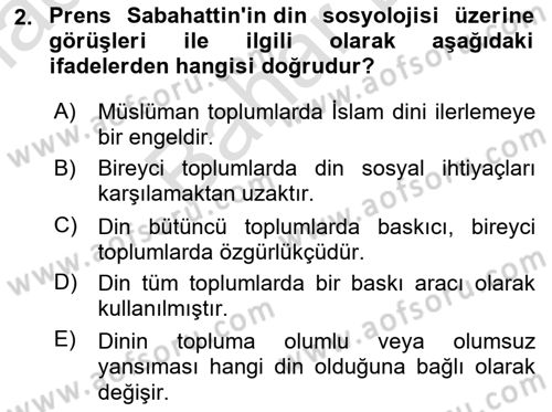 Türk Sosyologları Dersi 2021 - 2022 Yılı (Final) Dönem Sonu Sınav Soruları 2. Soru