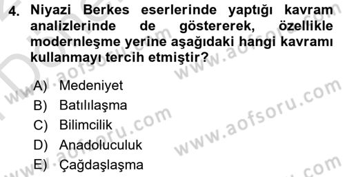 Türk Sosyologları Dersi 2021 - 2022 Yılı (Final) Dönem Sonu Sınav Soruları 4. Soru