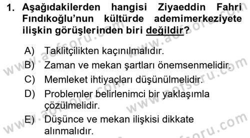Türk Sosyologları Dersi 2021 - 2022 Yılı Yaz Okulu Sınav Soruları 1. Soru