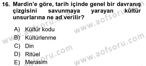 Türk Sosyologları Dersi 2021 - 2022 Yılı Yaz Okulu Sınav Soruları 16. Soru