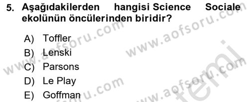 Türk Sosyologları Dersi 2021 - 2022 Yılı Yaz Okulu Sınav Soruları 5. Soru