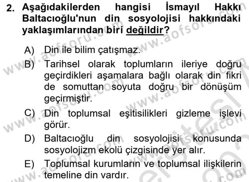 Türk Sosyologları Dersi 2022 - 2023 Yılı Yaz Okulu Sınav Soruları 2. Soru