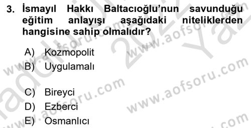 Türk Sosyologları Dersi 2022 - 2023 Yılı Yaz Okulu Sınav Soruları 3. Soru