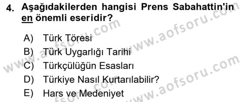 Türk Sosyologları Dersi 2022 - 2023 Yılı Yaz Okulu Sınav Soruları 4. Soru