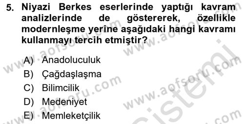 Türk Sosyologları Dersi 2022 - 2023 Yılı Yaz Okulu Sınav Soruları 5. Soru