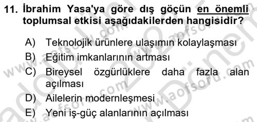 Türk Sosyologları Dersi 2023 - 2024 Yılı (Final) Dönem Sonu Sınav Soruları 11. Soru