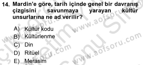 Türk Sosyologları Dersi 2023 - 2024 Yılı (Final) Dönem Sonu Sınav Soruları 14. Soru