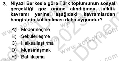 Türk Sosyologları Dersi 2023 - 2024 Yılı (Final) Dönem Sonu Sınav Soruları 3. Soru