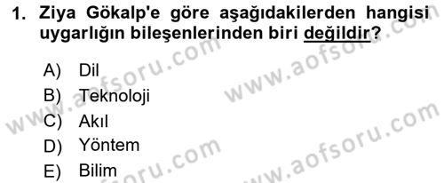 Türk Sosyologları Dersi 2023 - 2024 Yılı Yaz Okulu Sınav Soruları 1. Soru