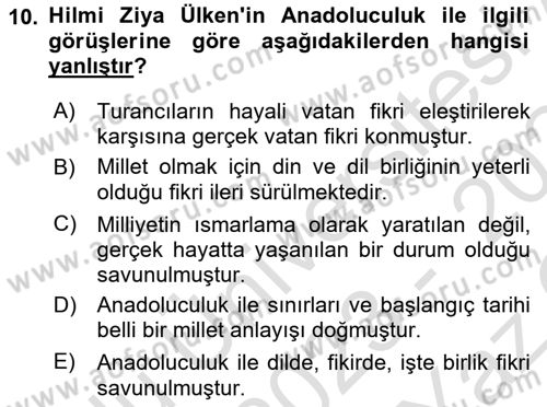 Türk Sosyologları Dersi 2023 - 2024 Yılı Yaz Okulu Sınav Soruları 10. Soru