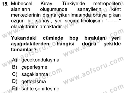Türk Sosyologları Dersi 2023 - 2024 Yılı Yaz Okulu Sınav Soruları 15. Soru
