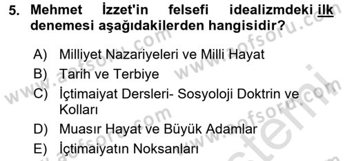 Türk Sosyologları Dersi 2023 - 2024 Yılı Yaz Okulu Sınav Soruları 5. Soru