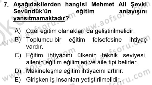 Türk Sosyologları Dersi 2023 - 2024 Yılı Yaz Okulu Sınav Soruları 7. Soru