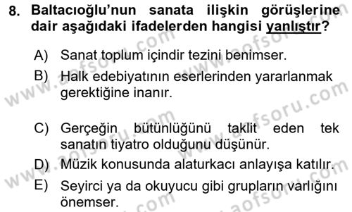 Türk Sosyologları Dersi 2023 - 2024 Yılı Yaz Okulu Sınav Soruları 8. Soru