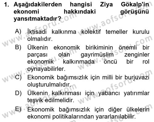 Türk Sosyologları Dersi 2024 - 2025 Yılı (Vize) Ara Sınav Soruları 1. Soru