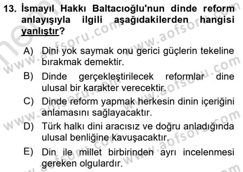 Türk Sosyologları Dersi 2024 - 2025 Yılı (Vize) Ara Sınav Soruları 13. Soru