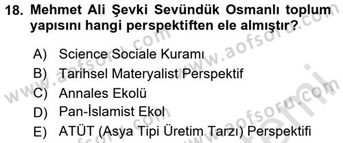 Türk Sosyologları Dersi 2024 - 2025 Yılı (Vize) Ara Sınav Soruları 18. Soru