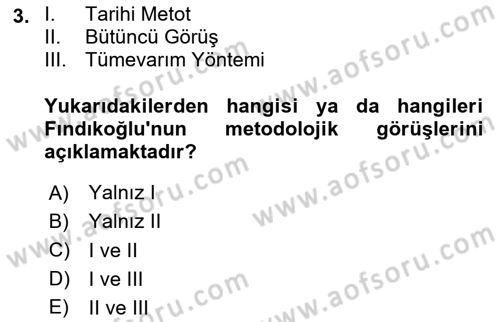 Türk Sosyologları Dersi 2024 - 2025 Yılı (Vize) Ara Sınav Soruları 3. Soru