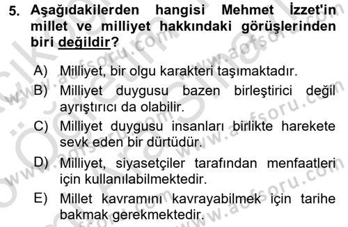 Türk Sosyologları Dersi 2024 - 2025 Yılı (Vize) Ara Sınav Soruları 5. Soru