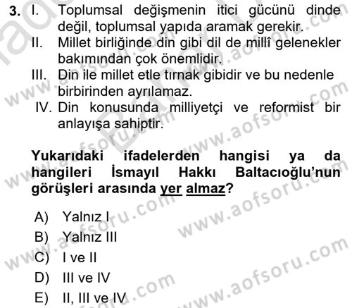 Türk Sosyologları Dersi 2024 - 2025 Yılı (Final) Dönem Sonu Sınav Soruları 3. Soru