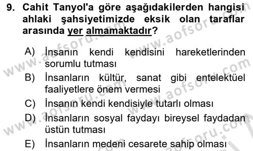 Türk Sosyologları Dersi 2024 - 2025 Yılı (Final) Dönem Sonu Sınav Soruları 9. Soru