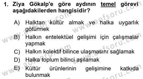 Türk Sosyologları Dersi 2024 - 2025 Yılı Yaz Okulu Sınav Soruları 1. Soru