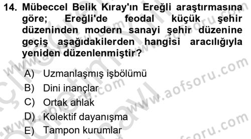 Türk Sosyologları Dersi 2024 - 2025 Yılı Yaz Okulu Sınav Soruları 14. Soru