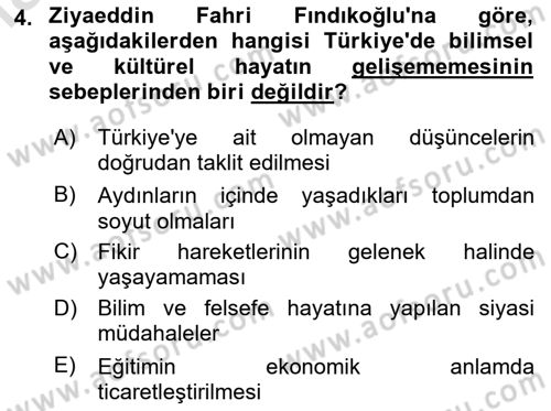 Türk Sosyologları Dersi 2024 - 2025 Yılı Yaz Okulu Sınav Soruları 4. Soru