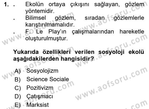Türk Sosyologları Dersi 2025 - 2026 Yılı (Vize) Ara Sınav Soruları 1. Soru