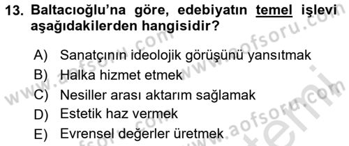 Türk Sosyologları Dersi 2025 - 2026 Yılı (Vize) Ara Sınav Soruları 13. Soru