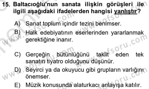 Türk Sosyologları Dersi 2025 - 2026 Yılı (Vize) Ara Sınav Soruları 15. Soru